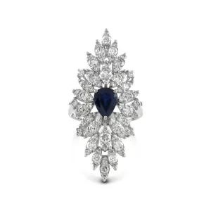 Diamond Blue Sapphire Cocktail Ring