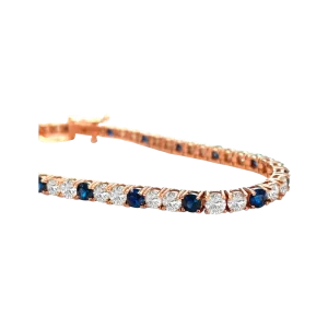 Diamond Blue Sapphire Rose Gold Bracelet