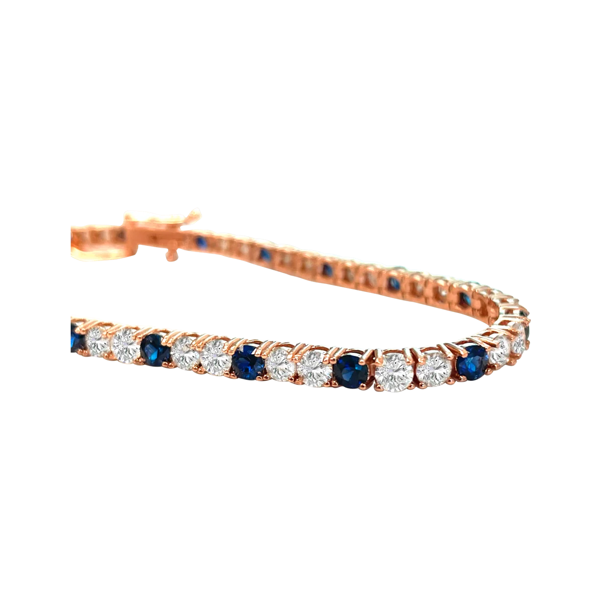 Diamond Blue Sapphire Rose Gold Bracelet