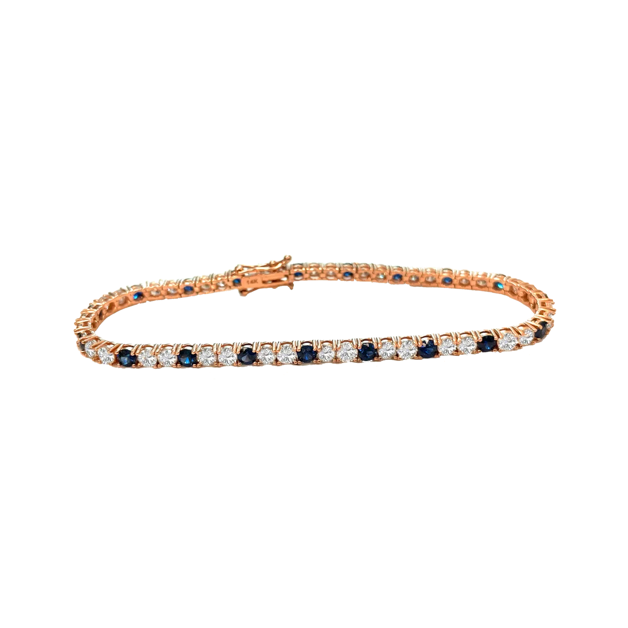 Diamond Blue Sapphire Rose Gold Bracelet - Image 3
