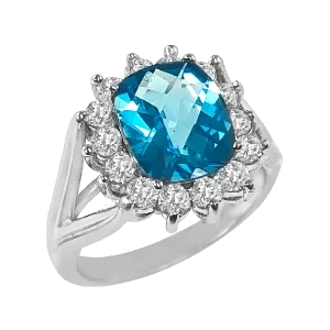 Diamond Blue Topaz Ring