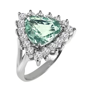 Diamond Blue Tourmaline Ring Crown City Designer Collection