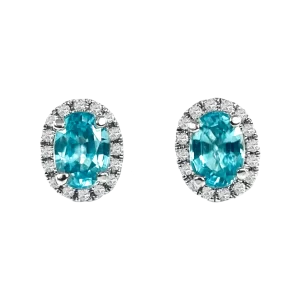Diamond Blue Zircon Earrings