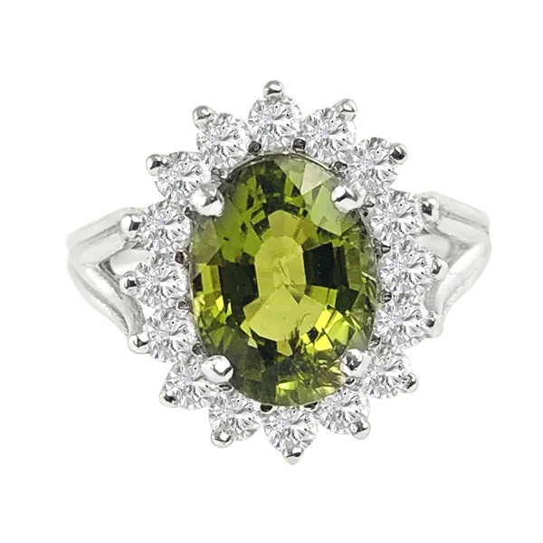 Diamond Green Tourmaline Ring - Image 3