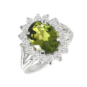 Diamond Green Tourmaline Ring