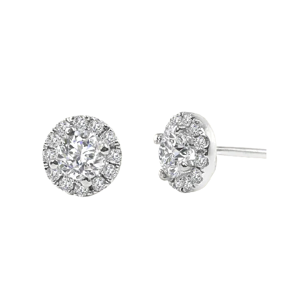 Diamond Halo Stud Earrings - Image 2