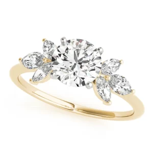 Diamond Leaf Solitaire Engagement Ring