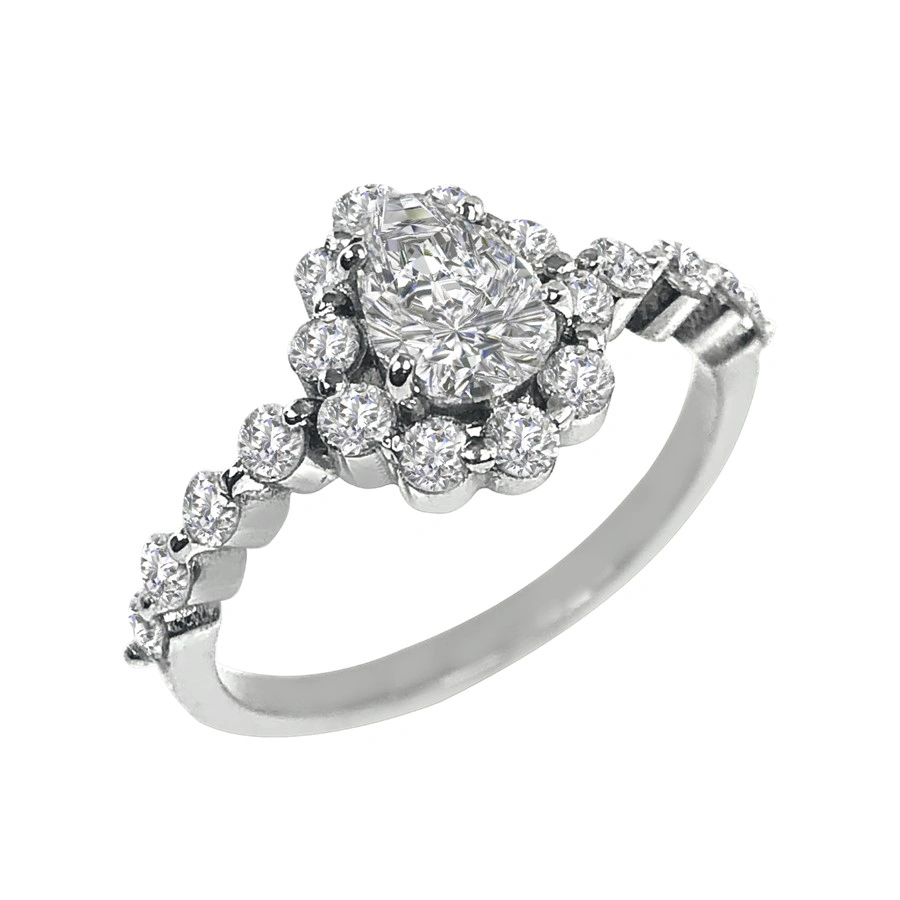 Diamond Pear Shape Halo Ring