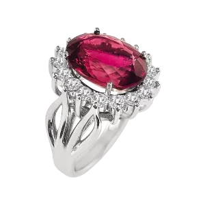 Diamond Pink Tourmaline Ring