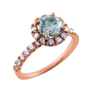 Fancy Green Grey Diamond Halo Engagement Ring