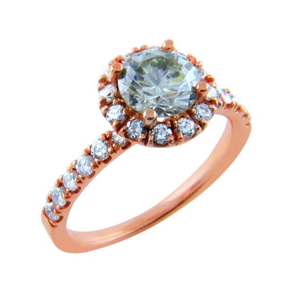Fancy Green Grey Diamond Halo Engagement Ring