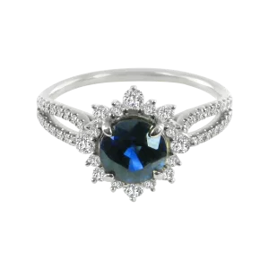 GIA No Heat Blue Sapphire Diamond Ring