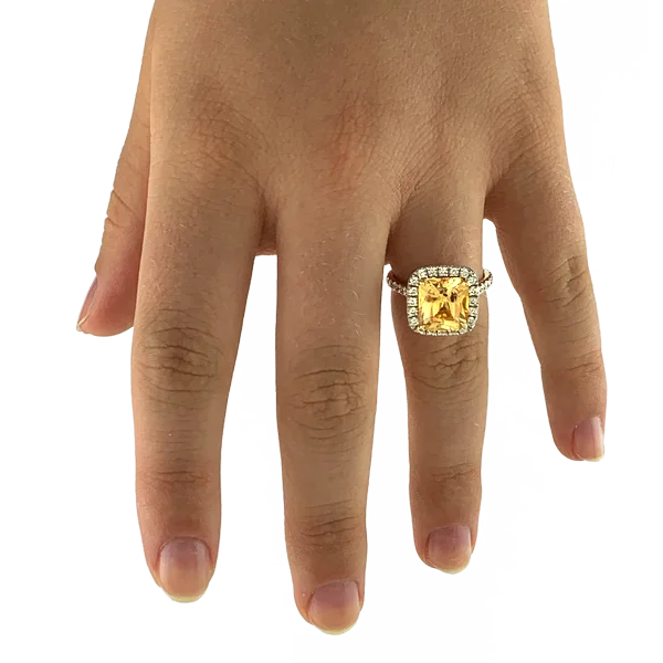 GIA No Heat Peach Sapphire Diamond Ring - Image 3