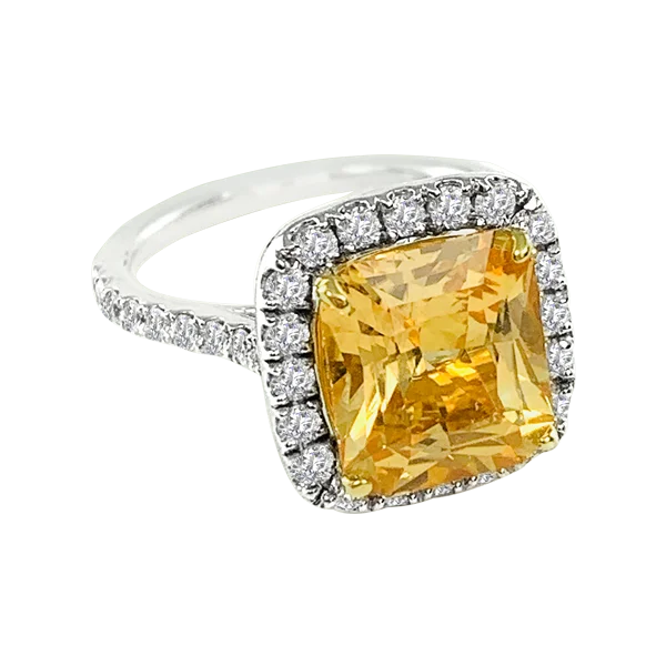 GIA No Heat Peach Sapphire Diamond Ring - Image 4