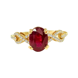 GIA No Heat Ruby Diamond Ring